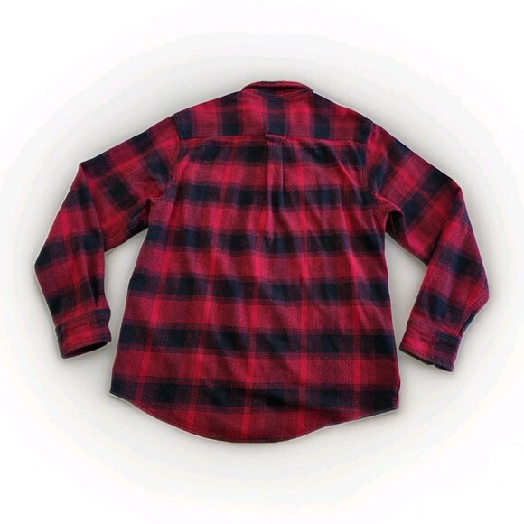 Orvis Shirt Jacket Mens M Buffalo Plaid Flannel Red Black Buttons Pockets Chore - Picture 15 of 15